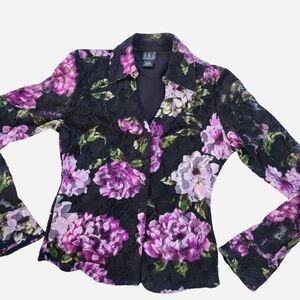 INC International Concepts Black Floral Lace Blazer